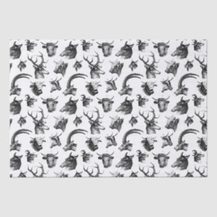 Vintage Animals Deer Cows Oxen Antelope Stag Tissue Paper