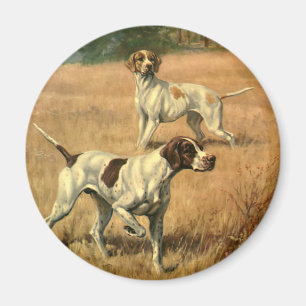 Vintage Animals, English Pointer Hunting Dogs Magnet