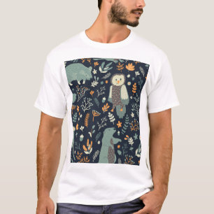 Vintage Animals Floral Seamless Texture T-Shirt
