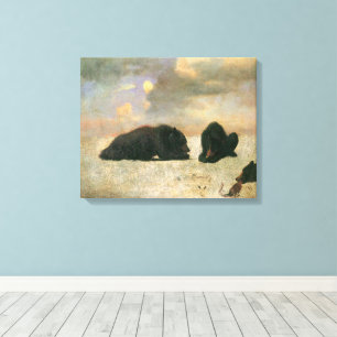 Vintage Animals, Grizzly Bears by Albert Bierstadt Canvas Print