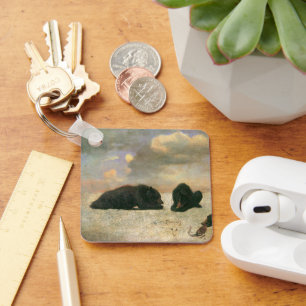 Vintage Animals, Grizzly Bears by Albert Bierstadt Keychain