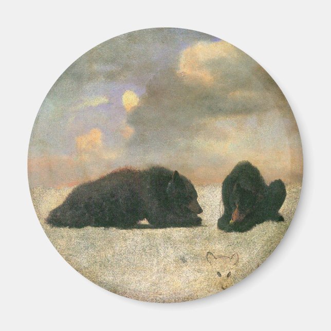 Vintage Animals, Grizzly Bears by Albert Bierstadt Magnet (Front)