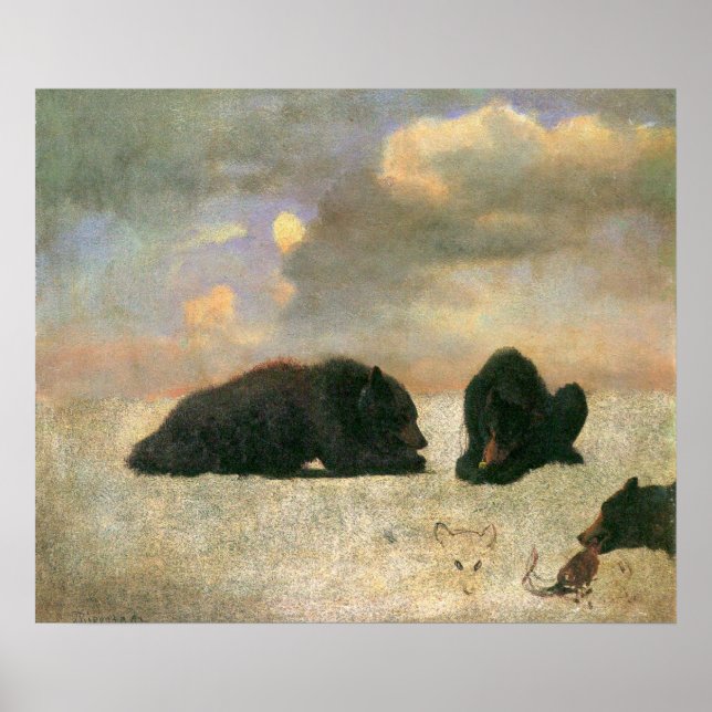 Vintage Animals, Grizzly Bears by Albert Bierstadt Poster (Front)