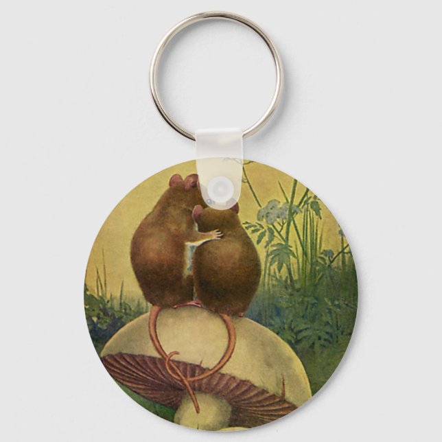 Vintage Animals, Love and Romance Field Mice Keychain (Front)