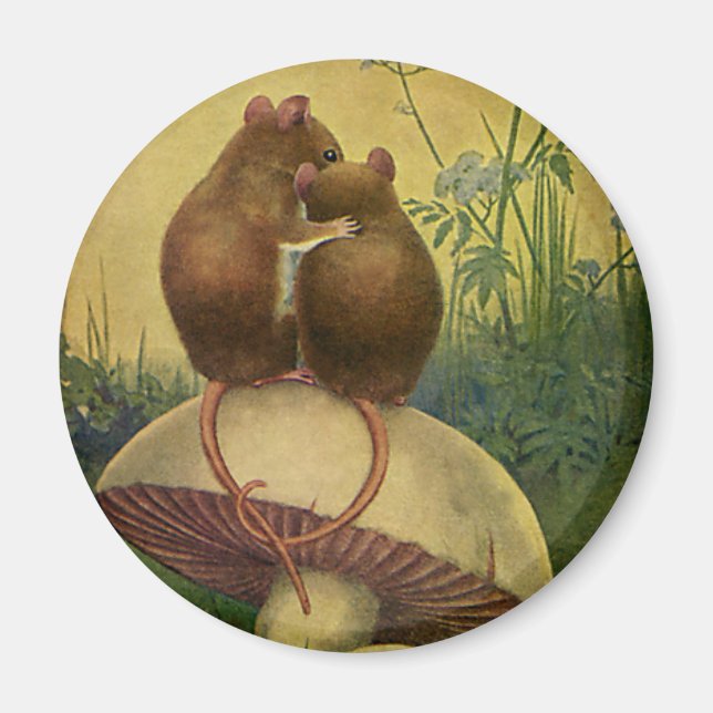 Vintage Animals, Love and Romance Field Mice Magnet (Front)