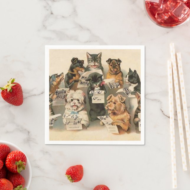 Vintage Animaux amusement serviettes en papier (En situation)