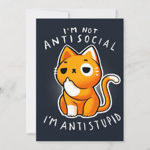 Vintage Anime Cat Art  Cute Gift For Valentines  Holiday Card