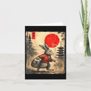 Vintage Anime Rabbit Art Japanese Easter Bunny Gra Card