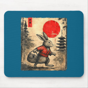 Vintage Anime Rabbit Art Japanese Easter Bunny Gra Mouse Pad