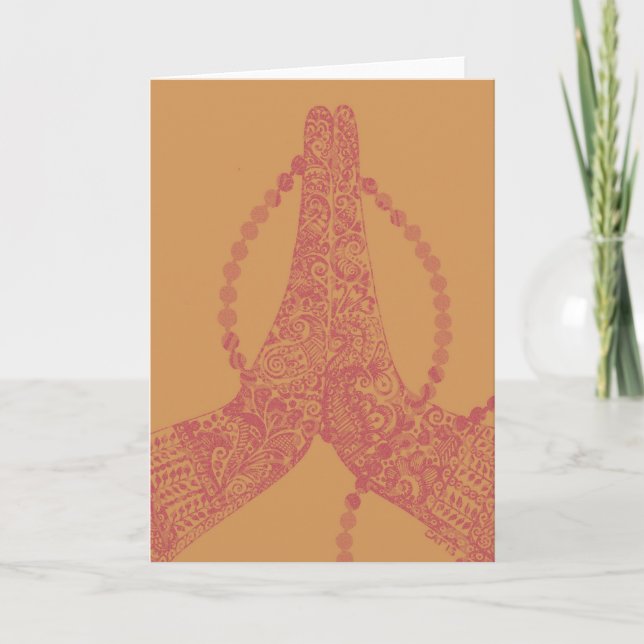 Vintage Anjali Mudra Mehndi Notecard -Blank inside (Front)
