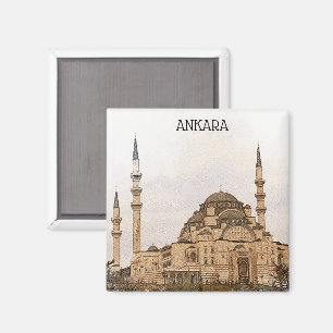 Vintage Ankara Turkey Kocatepe Mosque View Magnet