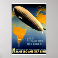 Vintage - Années 1930 Graf Zeppelin Affiche de voy