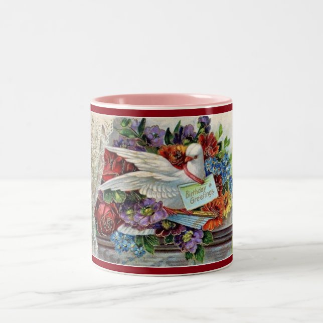 Vintage Anniversaire Dove Coffee Mug (Centre)