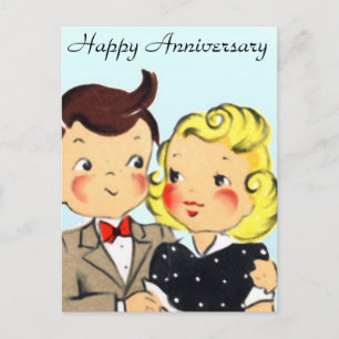 Vintage Anniversary Couple Postcard