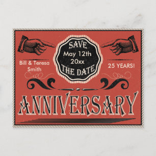 Vintage Anniversary Save The Date Announcement Postcard