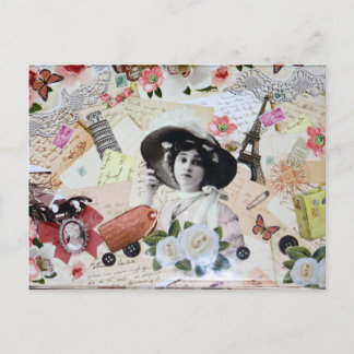 Vintage años 20 de la elegante mujer con sombrero postcard