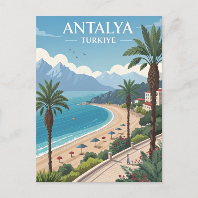 Vintage Antalya Travel Postcard (Front)