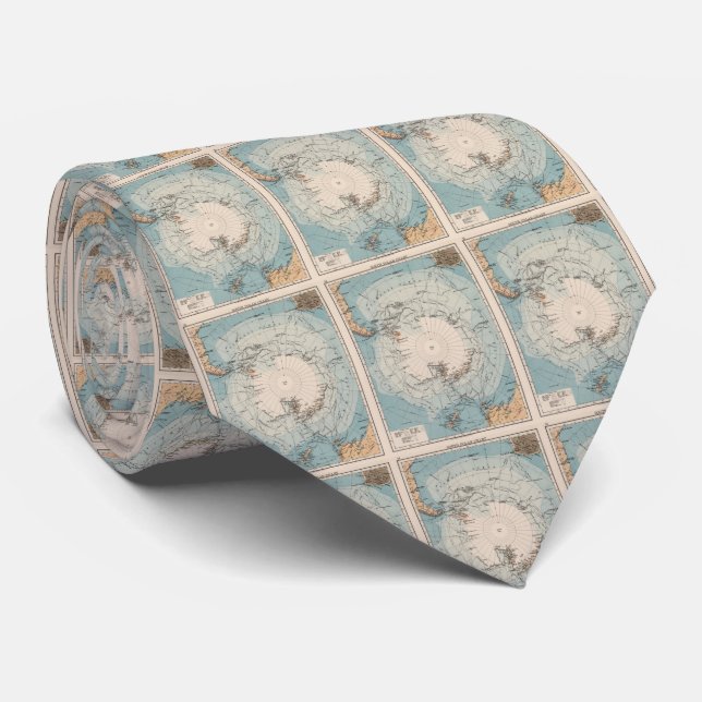 Vintage Antarctica Exploration Routes Map (1906) Tie (Rolled)