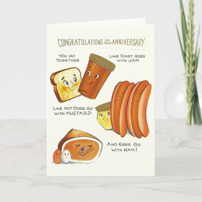 Vintage Anthropomorphic Anniversary Card (Front)