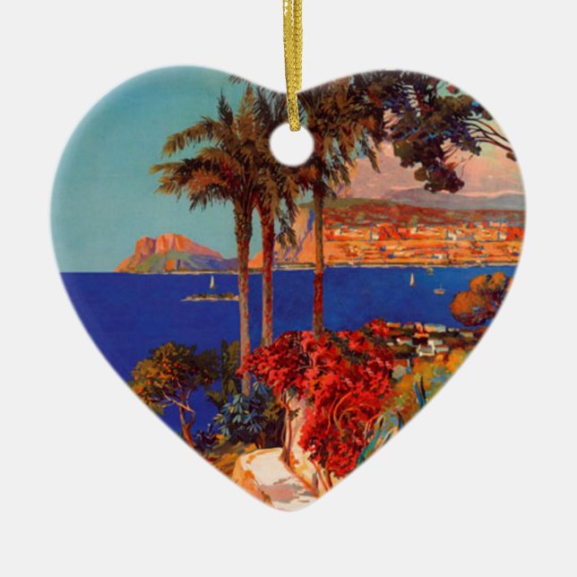 Vintage Antibes Cote D'Azur Travel Ceramic Ornament (Front)