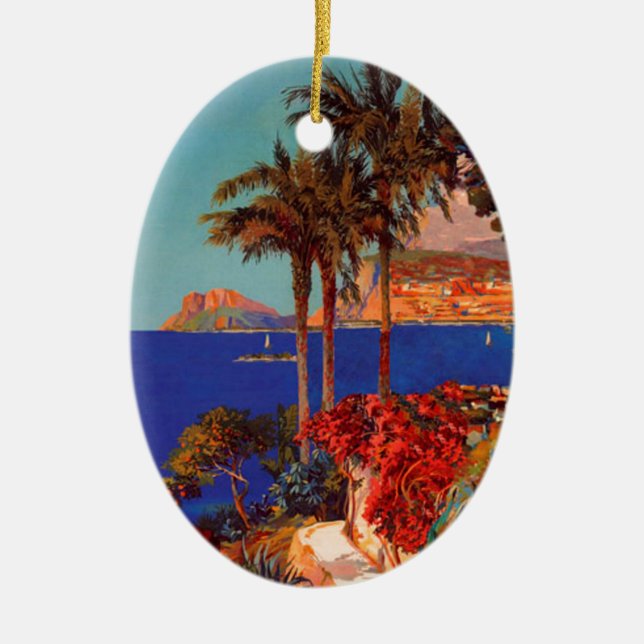Vintage Antibes Cote D'Azur Travel Ceramic Ornament (Front)