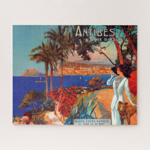 Vintage Antibes Cote D'Azur Travel Illustration Jigsaw Puzzle