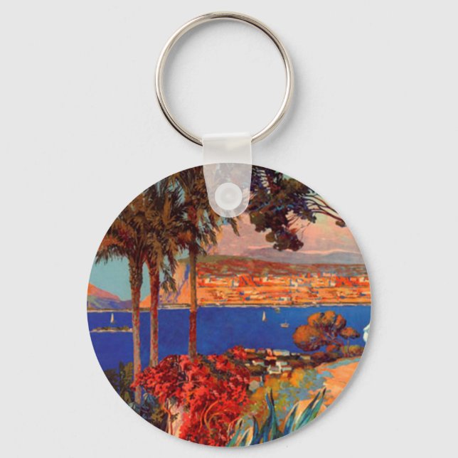 Vintage Antibes Cote D'Azur Travel Keychain (Front)