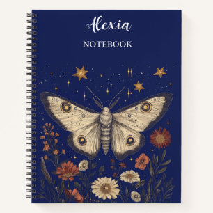 Vintage Antic Moth on aDrk Blue Background Notebook