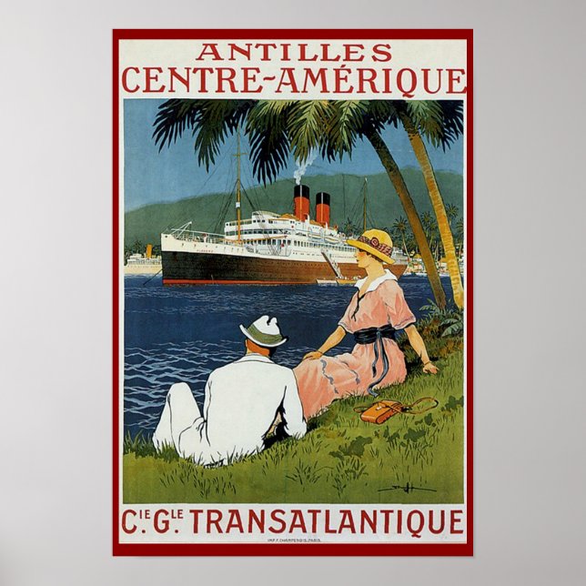 Vintage Antilles Travel Advertisement Poster (Front)