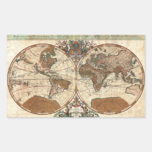 vintage antique 1691 Sanson map of the world Sticker