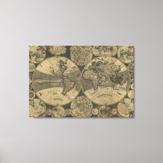 Vintage Antique 1702 World Map by George Willdey Canvas Print