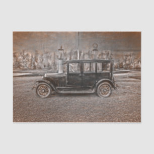 Vintage Antique Aged Sepia Black Old Rustic Car Tissue Paper