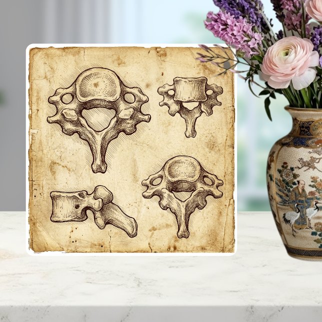 Vintage Antique Anatomical Vertebrae Illustration Tile (Creator Uploaded)