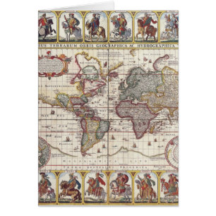 Vintage Antique Ancien Monde Carte Design Imprimé