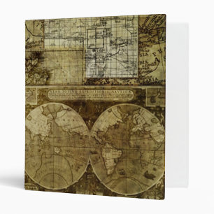 Vintage antique and rustic, world Maps Binder