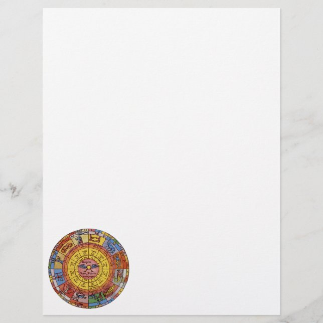 Vintage Antique Astrology, Celestial Zodiac Wheel Flyer (Front)
