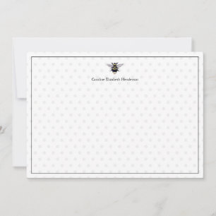 Vintage Antique Bee Polka Dot Personalized Card