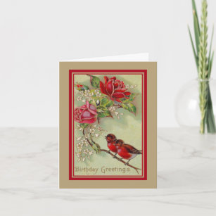 Victorian Bird Birthday Cards & Templates