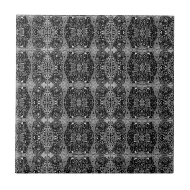 Vintage Antique Black And White Art Nouveau Tile (Front)