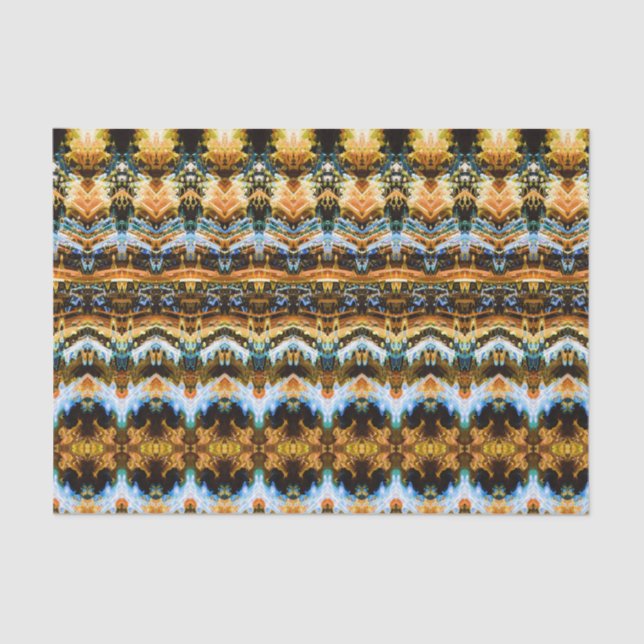 Vintage Antique Blue Brown Pattern Decoupage Tissue Paper (Front)