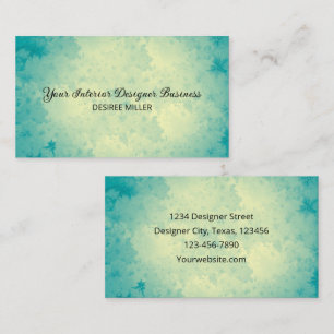 Vintage Antique Blue Teal Beige Watercolor Texture Business Card