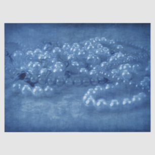 Vintage Antique Blue White Watercolor Pearls Tissue Paper