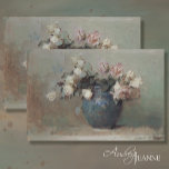 Vintage Antique Blush Pink Rose Bouquet Blue Vase Tissue Paper<br><div class="desc">Exquisite,  Abbott Handerson Thayer's old master oil painting of a blue vase filled with white and blush pink roses gather loosely from the garden with a impressionistic style and elegance.  Perfect to use for creating wall art,  decoupaging furniture or other craft purposes.</div>