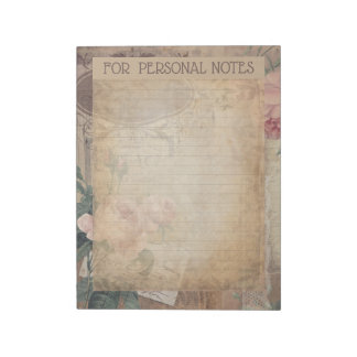 Vintage antique botanical abstract ephemera  notepad
