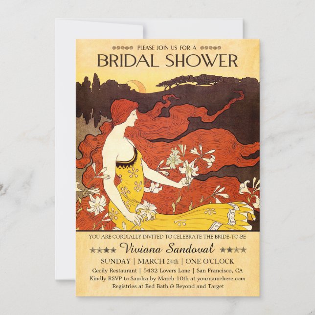 Vintage Antique Bridal Shower Invitations (Front)