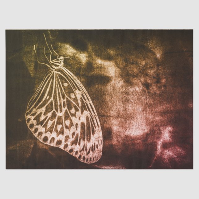 Vintage Antique Brown Butterfly Decoupage Art Tissue Paper (Front)