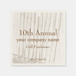 Vintage Antique Brown & White Golf Fundraiser Napkin