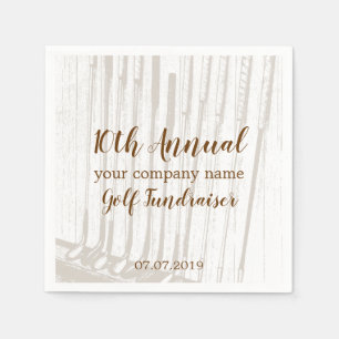 Vintage Antique Brown & White Golf Fundraiser Napkin