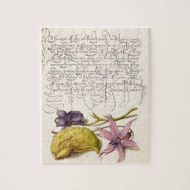 Vintage antique calligraphy botanical illustration jigsaw puzzle (Vertical)