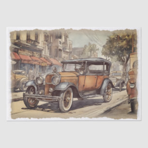 Vintage Antique Car Decoupage Tissue Paper